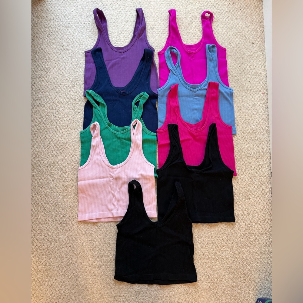 Suzette Collection Seamless Ribbed Tank tops bundle of 9, OS